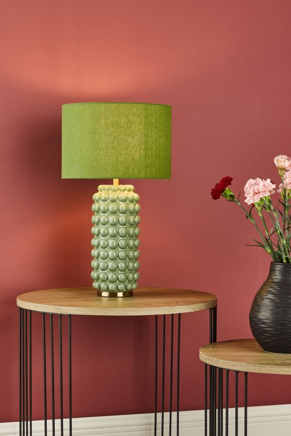 Etzel Table Lamp Green Antique Brass With Shade - Image 8