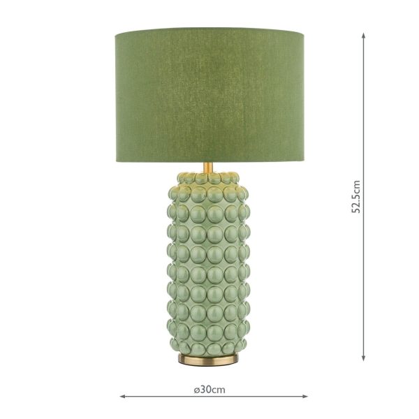 Etzel Table Lamp Green Antique Brass With Shade - Image 9