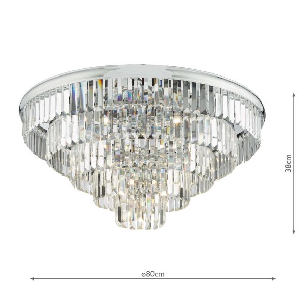 Eulalia 12 Light Flush Polished Chrome Crystal - Image 8