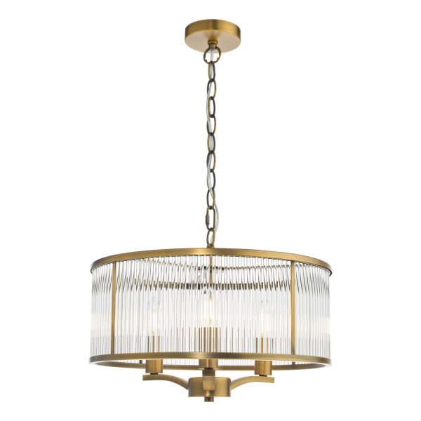 Evelyn 3 Light Pendant Antique Bronze and Glass