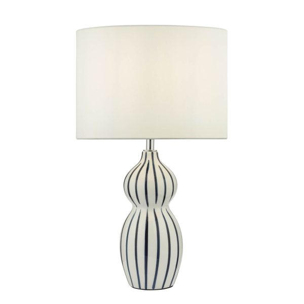 Evie Table Lamp White Ceramic Blue Ceramic Base Only - Image 2