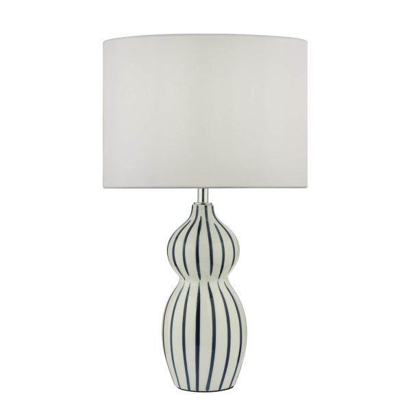 Evie Table Lamp White Ceramic Blue Ceramic Base Only - Image 3