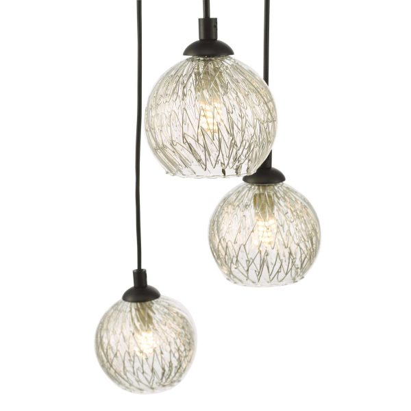 Federico 5 Light Cluster Pendant Black Clear/Wire Glass - Image 3