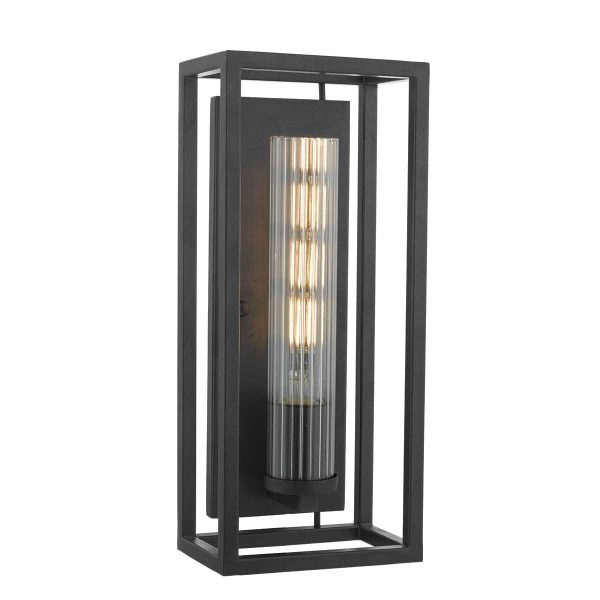 Felipe Wall Light Black & Ribbed Glass - Image 3