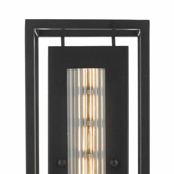 Felipe Wall Light Black & Ribbed Glass - Image 2