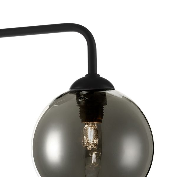 Feya 3 Light Semi Flush Ceiling Light Matt Black Smoked Glass - Image 4