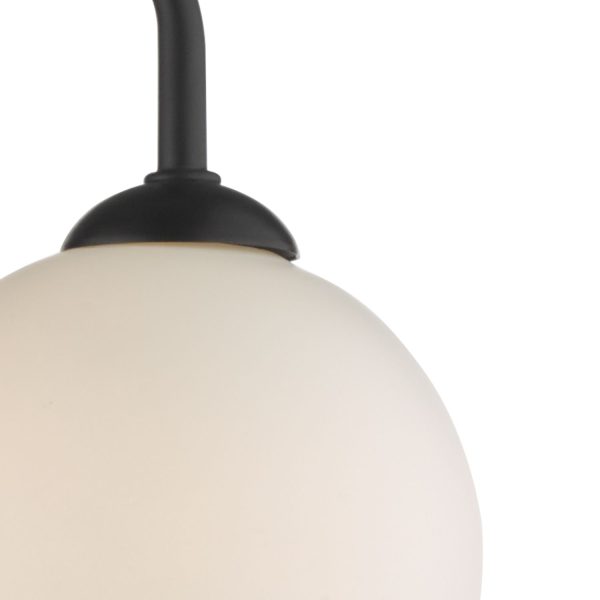 Feya 3 Light Semi Flush Ceiling Light Matt Black Opal Glass - Image 3