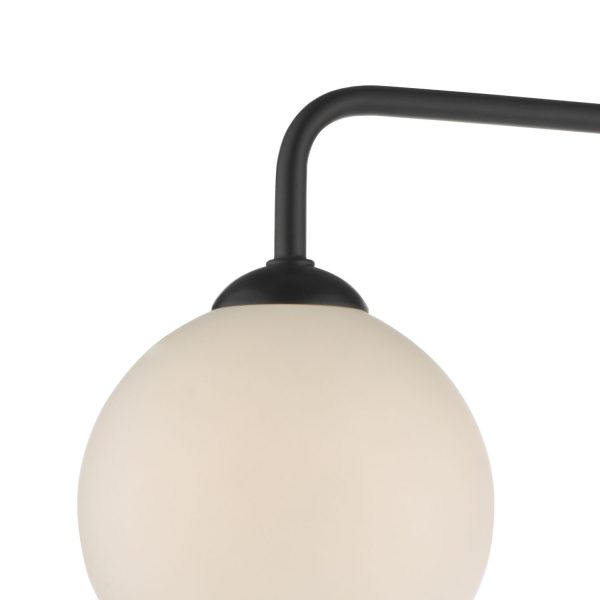 Feya 3 Light Semi Flush Ceiling Light Matt Black Opal Glass - Image 4