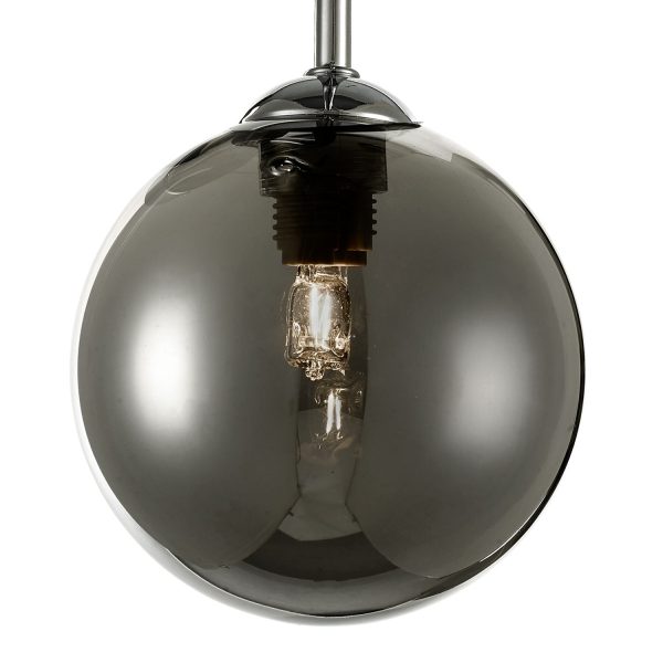 Feya 3 Light Semi Flush Polished Chrome Smoked Glass - Image 4