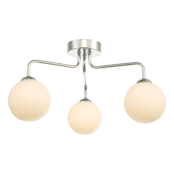 Feya 3 Light Semi Flush Ceiling Light Polished Chrome Opal Glass