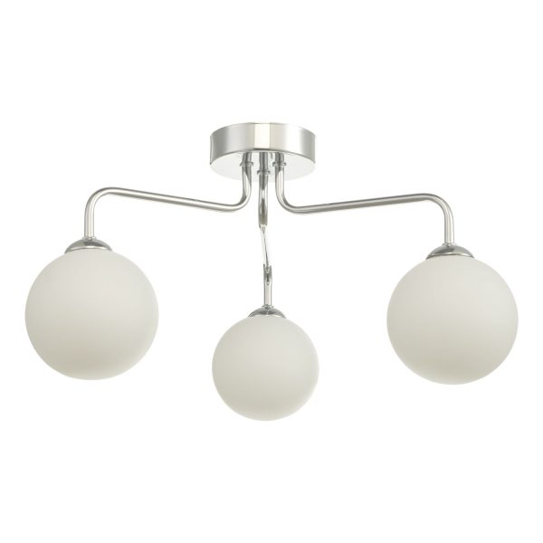 Feya 3 Light Semi Flush Ceiling Light Polished Chrome Opal Glass - Image 2