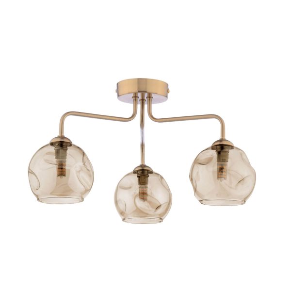 Feya 3 Light Semi-Flush Antique Bronze & Champagne Dimpled Glass - Image 2