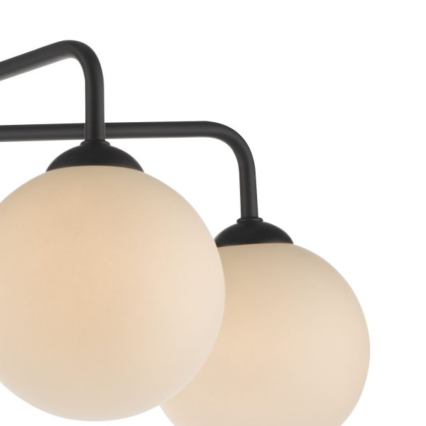 Feya 5 Light Semi Flush Ceiling Light Matt Black Opal Glass - Image 4