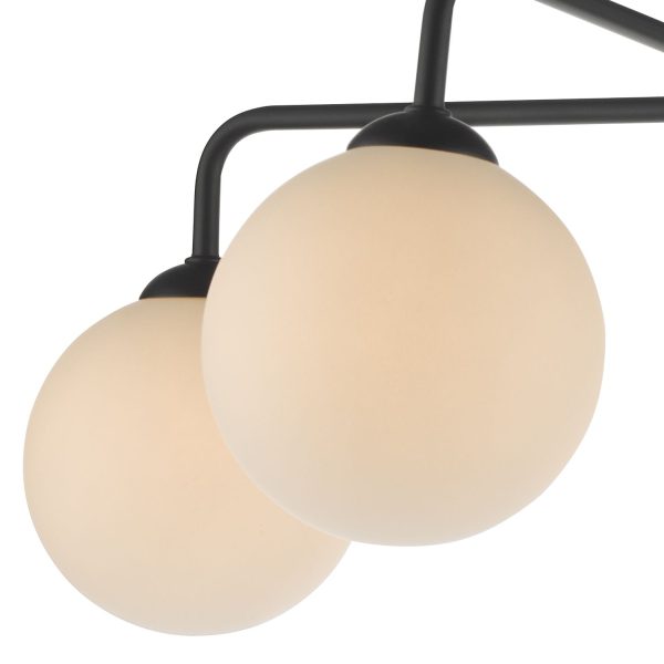 Feya 5 Light Semi Flush Ceiling Light Matt Black Opal Glass - Image 5