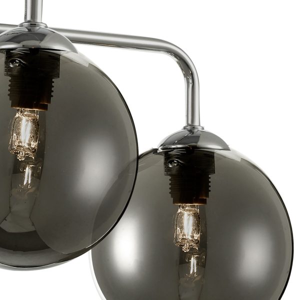 Feya 5 Light Semi Flush Ceiling Light Polished Chrome Smoked Glass - Image 3