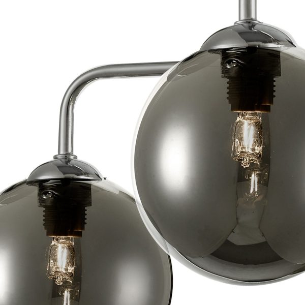 Feya 5 Light Semi Flush Ceiling Light Polished Chrome Smoked Glass - Image 4