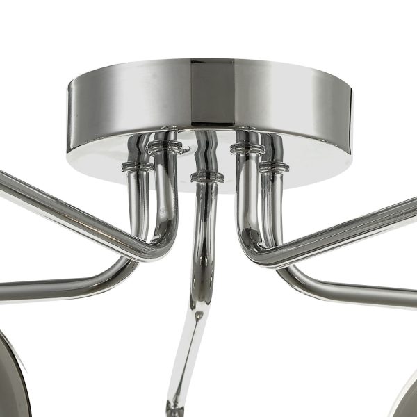 Feya 5 Light Semi Flush Ceiling Light Polished Chrome Smoked Glass - Image 5