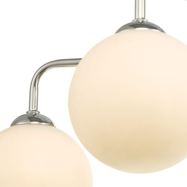 Feya 5 Light Semi Flush Ceiling Light Polished Chrome Opal Glass - Image 5