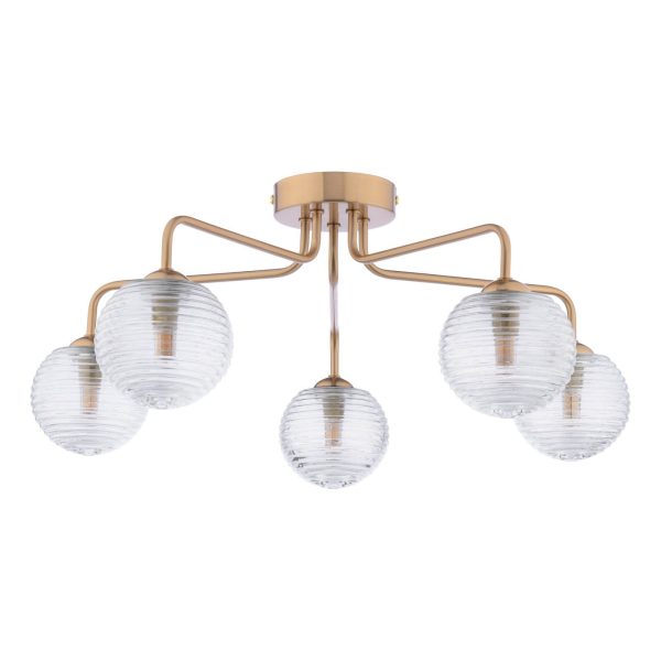 Feya 5 Light Semi-Flush Antique Bronze & Ribbed Glass - Image 2