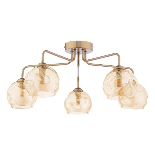 Feya 5 Light Semi-Flush Antique Bronze & Champagne Dimpled Glass - Image 2