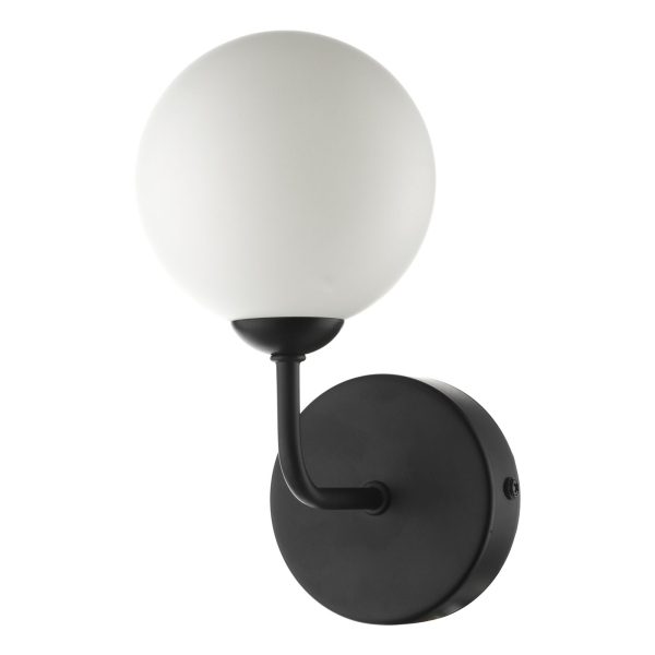 Feya 1 Light Wall Light Matt Black Opal Glass - Image 2