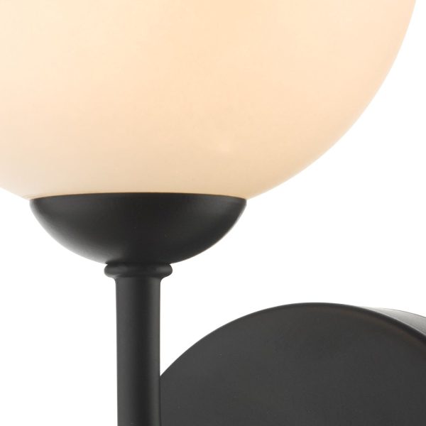 Feya 1 Light Wall Light Matt Black Opal Glass - Image 3