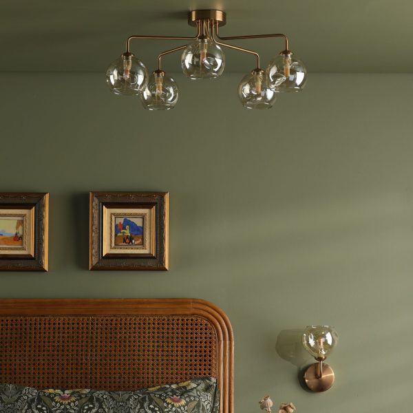 Feya Wall Light Antique Bronze & Champagne Dimpled Glass - Image 4