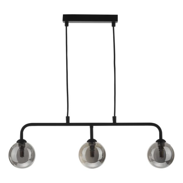 Feya 3 Light Bar Matt Black Smoked Glass - Image 4