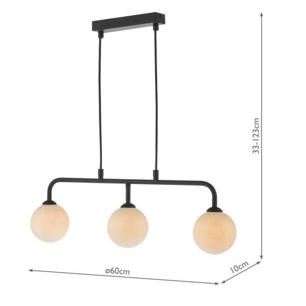 Feya 3 Light Bar Matt Black Opal Glass - Image 8