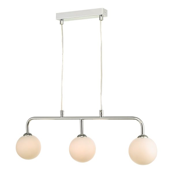 Feya 3 Light Bar Pendant Polished Chrome Opal Glass - Image 2