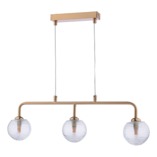 Feya 3 Light Bar Pendant Antique Bronze & Ribbed Glass - Image 2