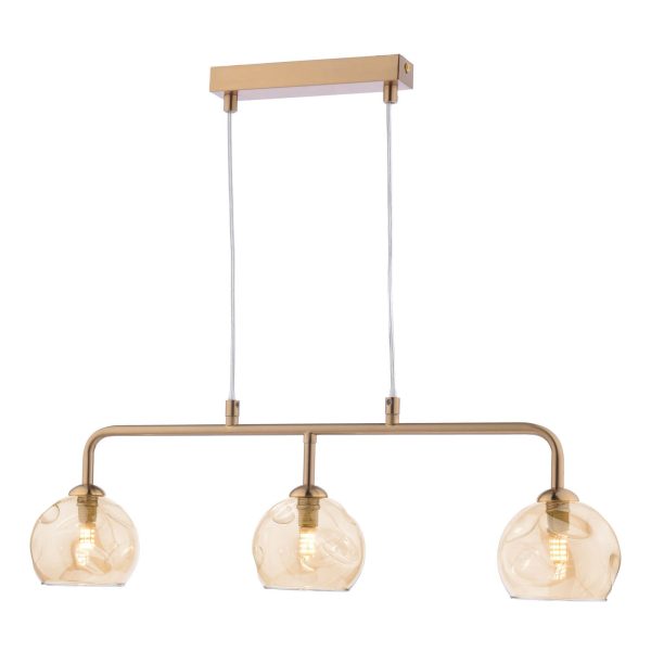 Feya 3 Light Bar Pendant Antique Bronze & Champagne Dimpled Glass