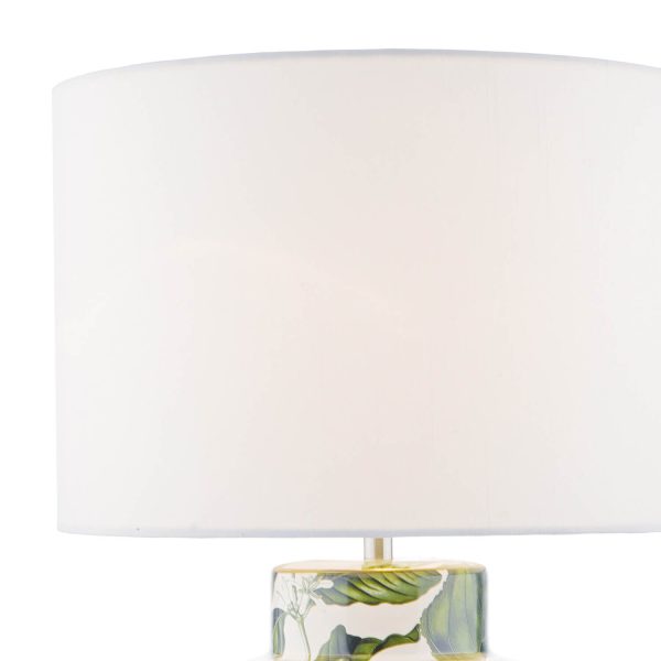 Filip Table Lamp Green Leaf Print With Shade - Image 3