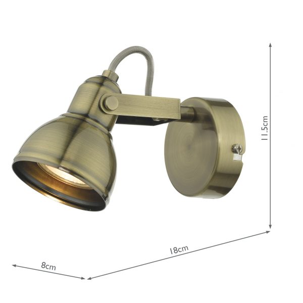 Fothergill Single Spotlight Antique Brass - Image 3