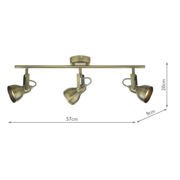 Fothergill 3 Light Bar Spotlight Antique Brass - Image 3