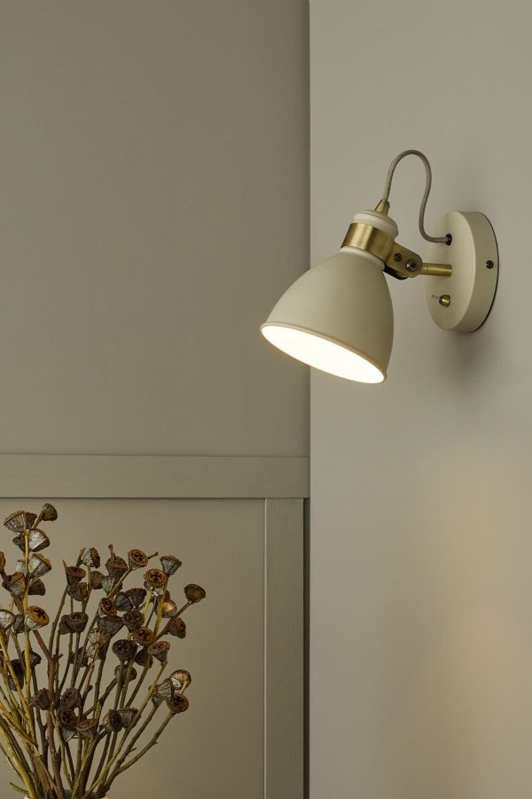 Frederick Single Wall Light Gloss Cream Antique Brass - Image 6