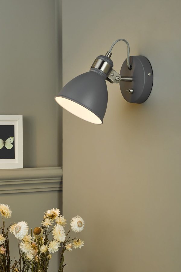 Frederick Single Wall Light Dark Grey Satin Chrome - Image 5