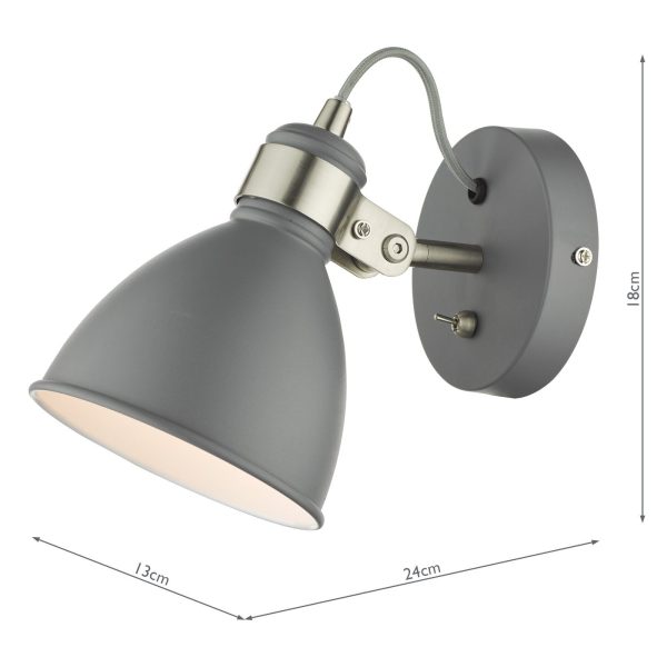 Frederick Single Wall Light Dark Grey Satin Chrome - Image 9