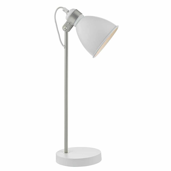 Frederick Task Lamp White & Satin Chrome - Image 3