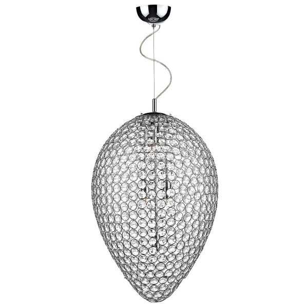 Frost 5 Light Pendant Polished Chrome and Clear Faceted Crystal - Image 5