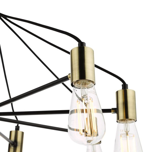 Gabriel 8 Light Pendant Satin Black Antique Gold - Image 3