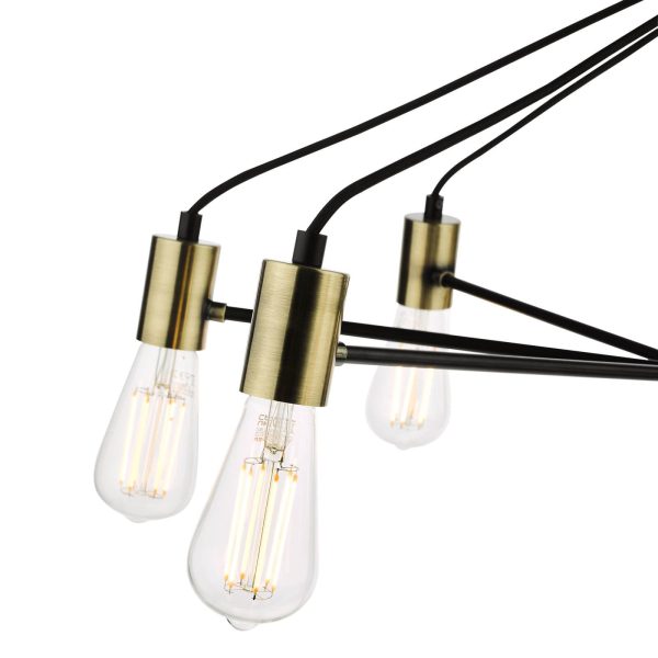 Gabriel 8 Light Pendant Satin Black Antique Gold - Image 4