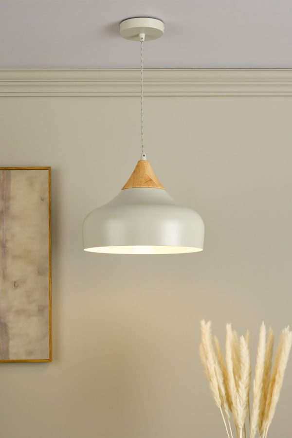 Gaucho 1 Light Single Pendant Grey And Wood - Image 5