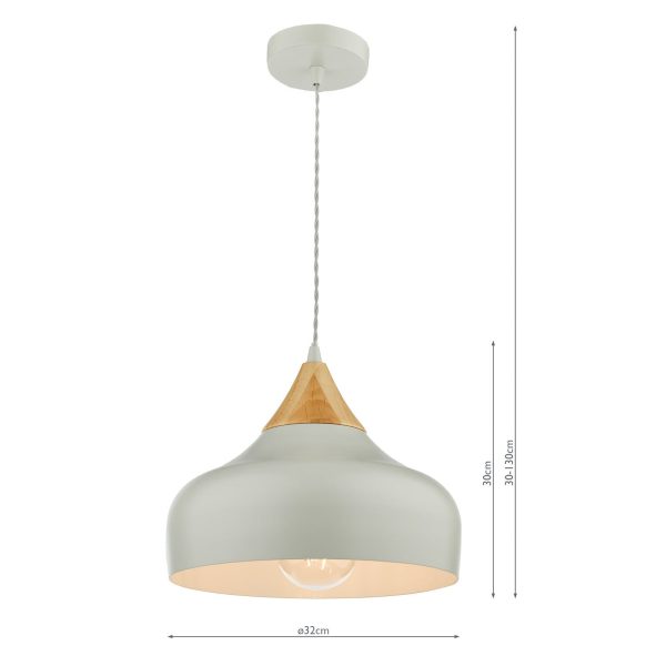 Gaucho 1 Light Single Pendant Grey And Wood - Image 6