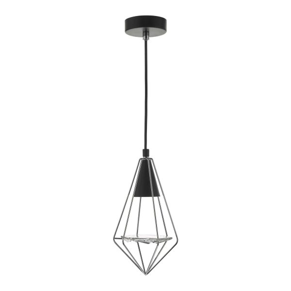 Gianni 1 Light Pendant Black, Polished Chrome & Glass - Image 2