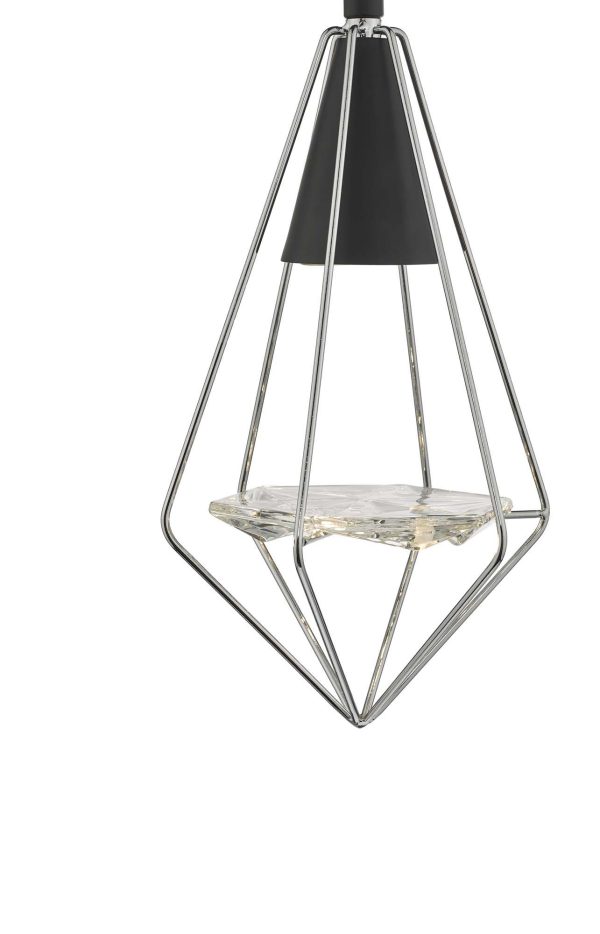 Gianni 1 Light Pendant Black, Polished Chrome & Glass - Image 3