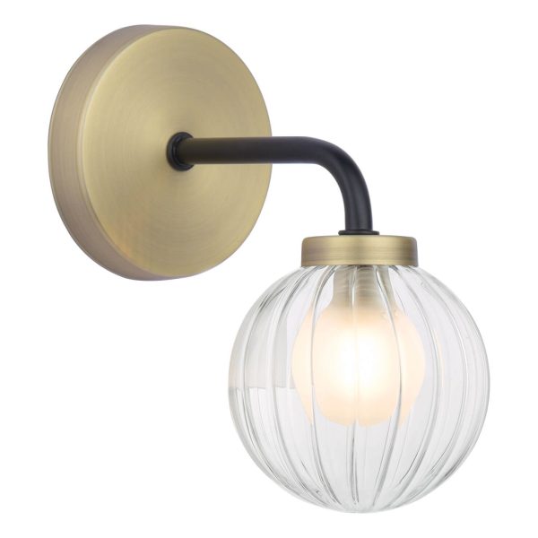 Gibbs Wall Light Antique Brass & Glass