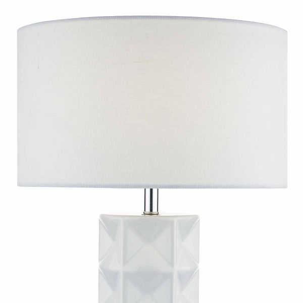 Gift Table Lamp White With White Linen Shade