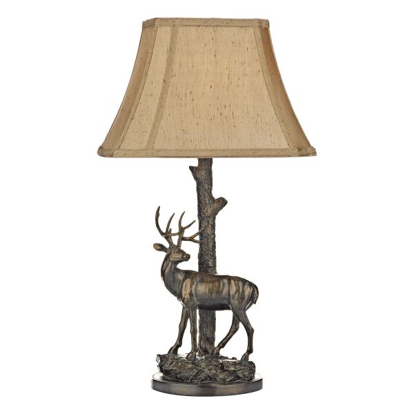 Gulliver Deer Table Lamp in Aged Brass complete with Shade - Image 3