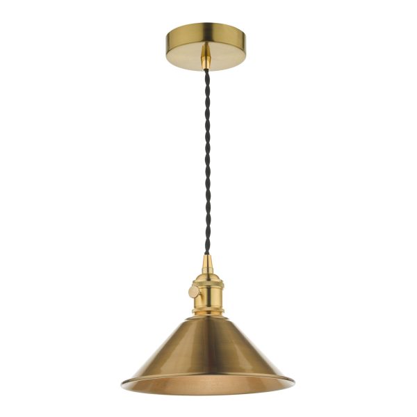 Hadano 1 Light Pendant Natural Brass C/W Aged Brass Shade